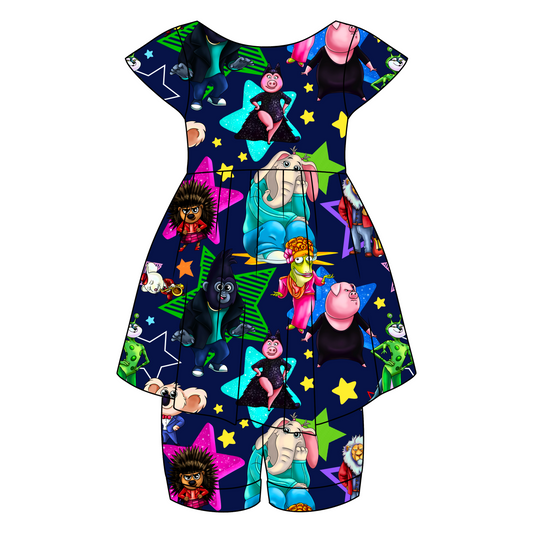 Sing Twirl Short Sleeve Bamboo Dress WITH SHORTS