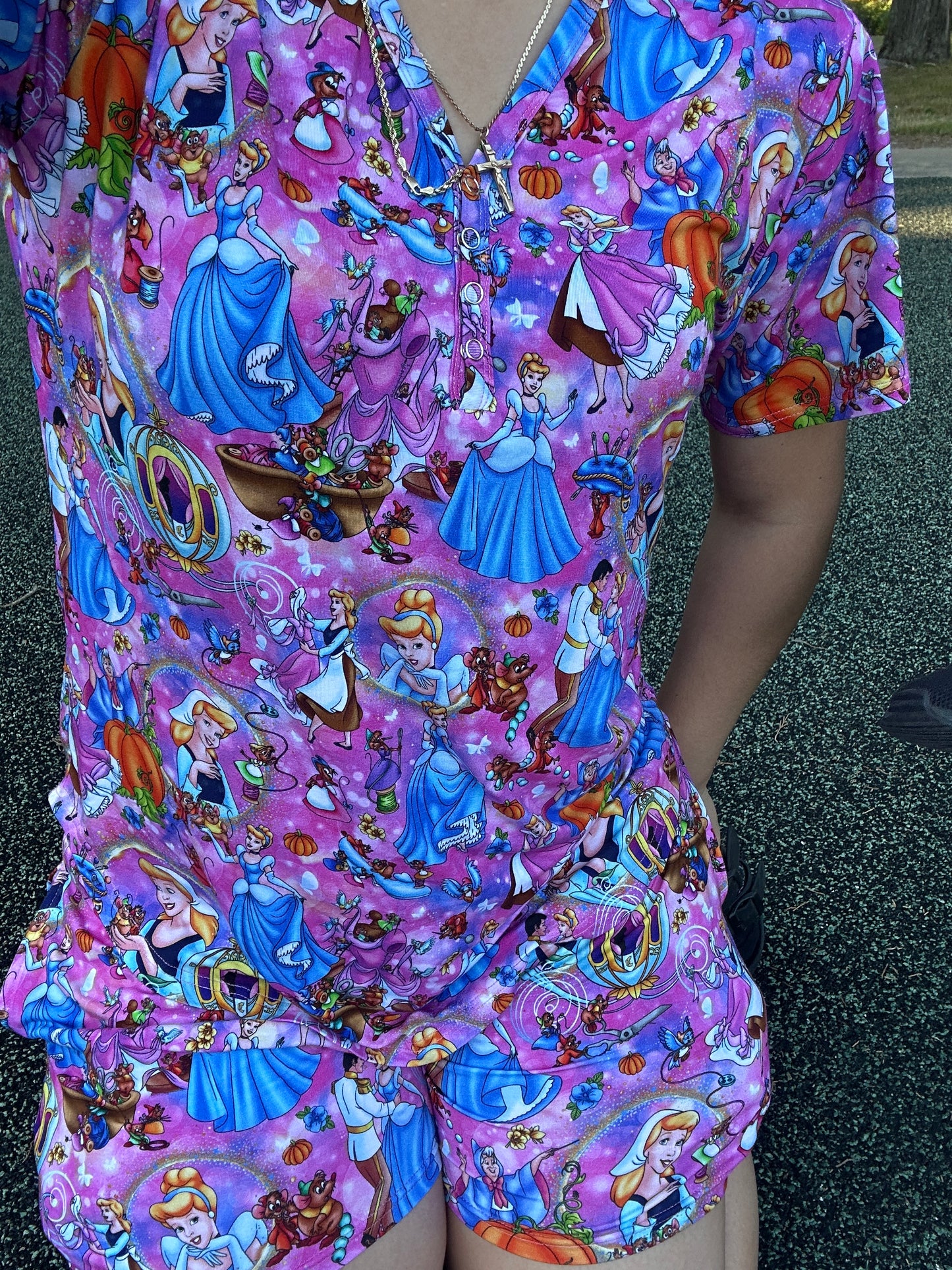 Cinderella Glass Slipper Women’s Short Sleeve Shirt With Shorts Bamboo SET