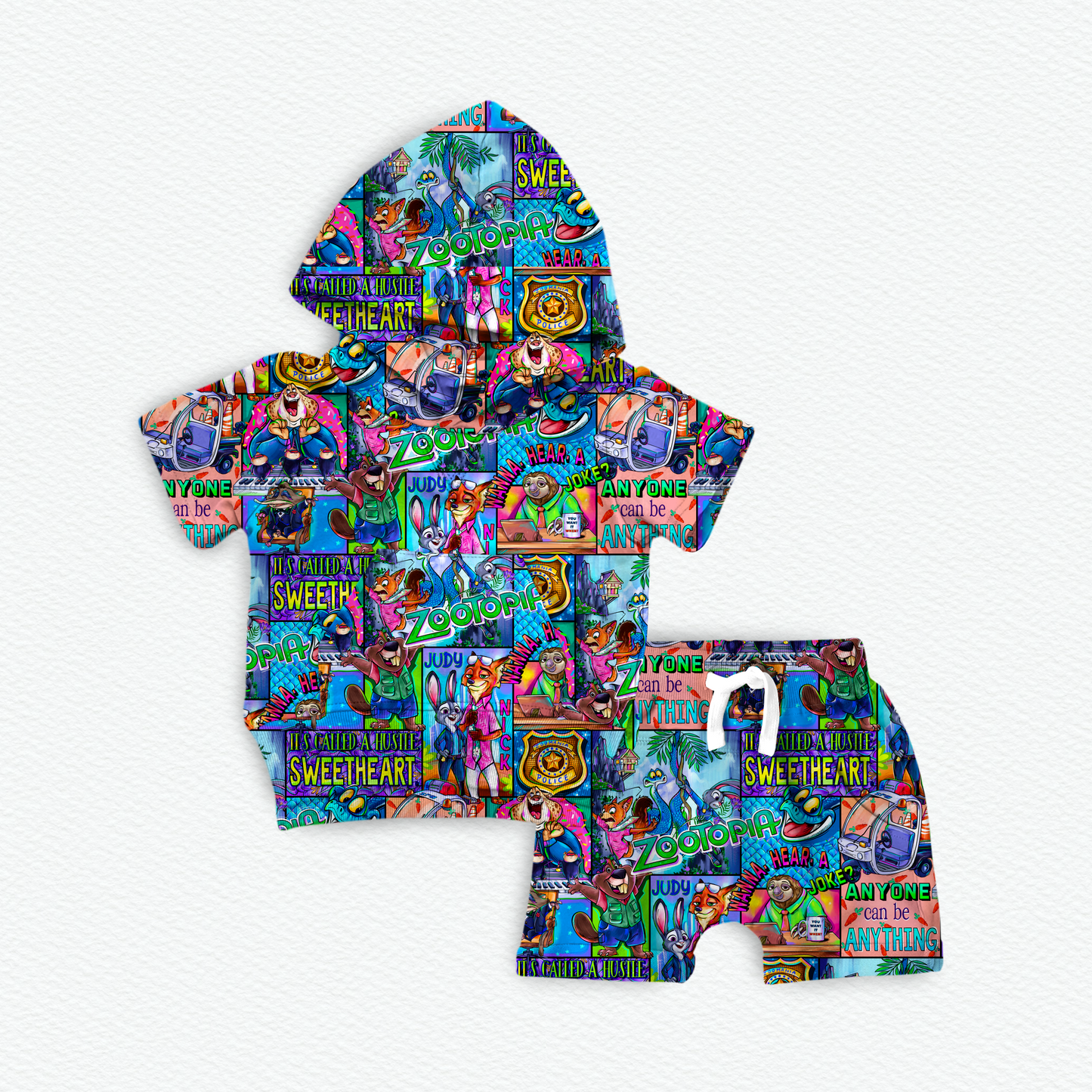 Zootopia French Terry Bamboo Hooded Short Sleeve Jogger Set