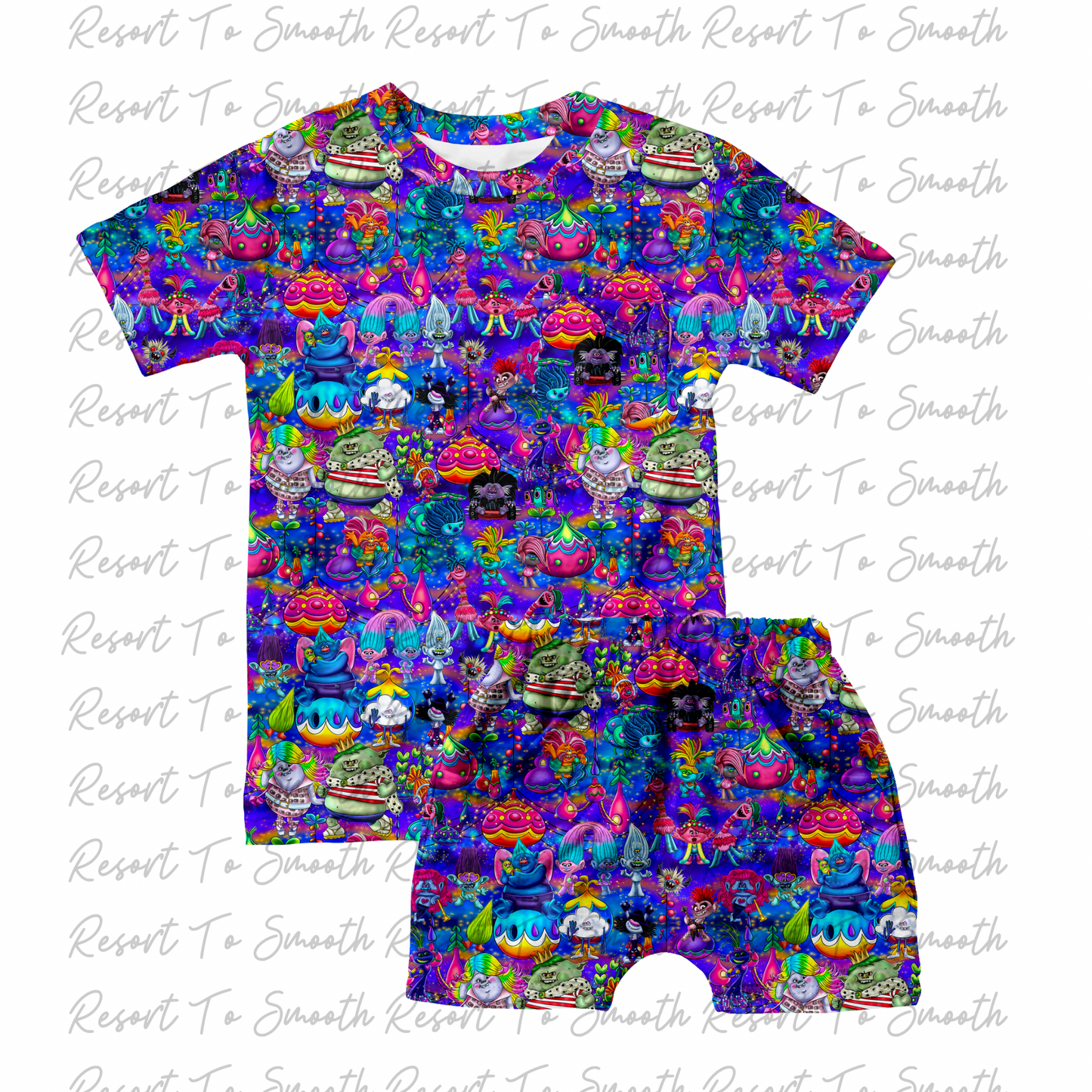 Trolls Short Sleeve Pocket Tee Short Bamboo Set