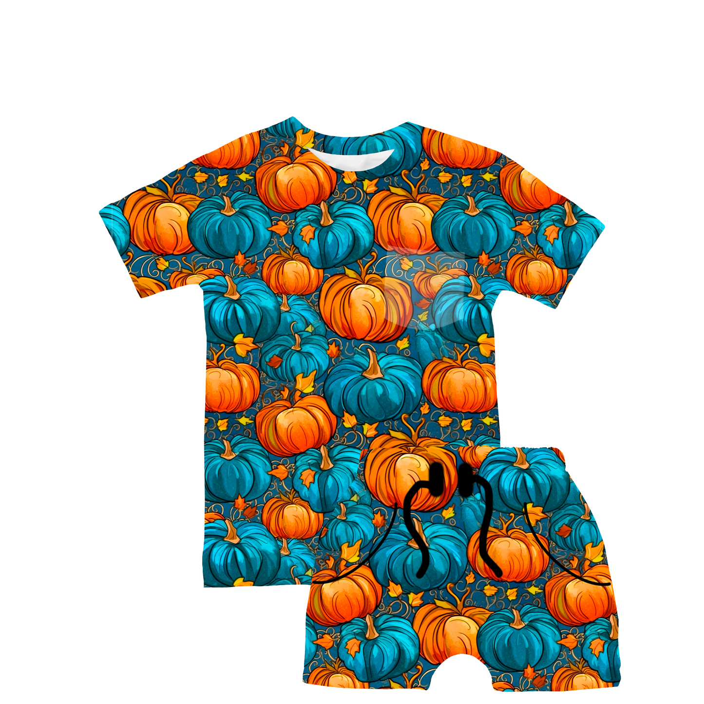 Punpkin Patch Short Sleeve Pocket Tee With Daywear Shorts