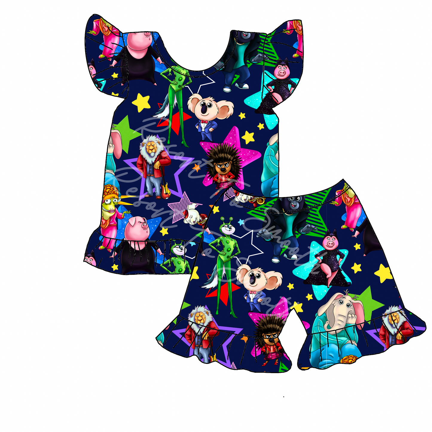 Sing Flutter Sleeve Flutter Shorts Bamboo Set