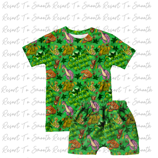 Land Before Short Sleeve Pocket Tee Short Bamboo Set