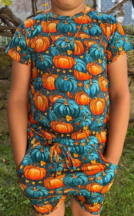 Pumpkin Patch  Short Sleeve Pocket Tee With Daywear Shorts Set