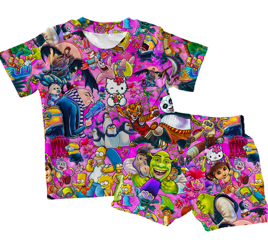 PINK DUO Short Sleeve Pocket Tee Short Bamboo Set