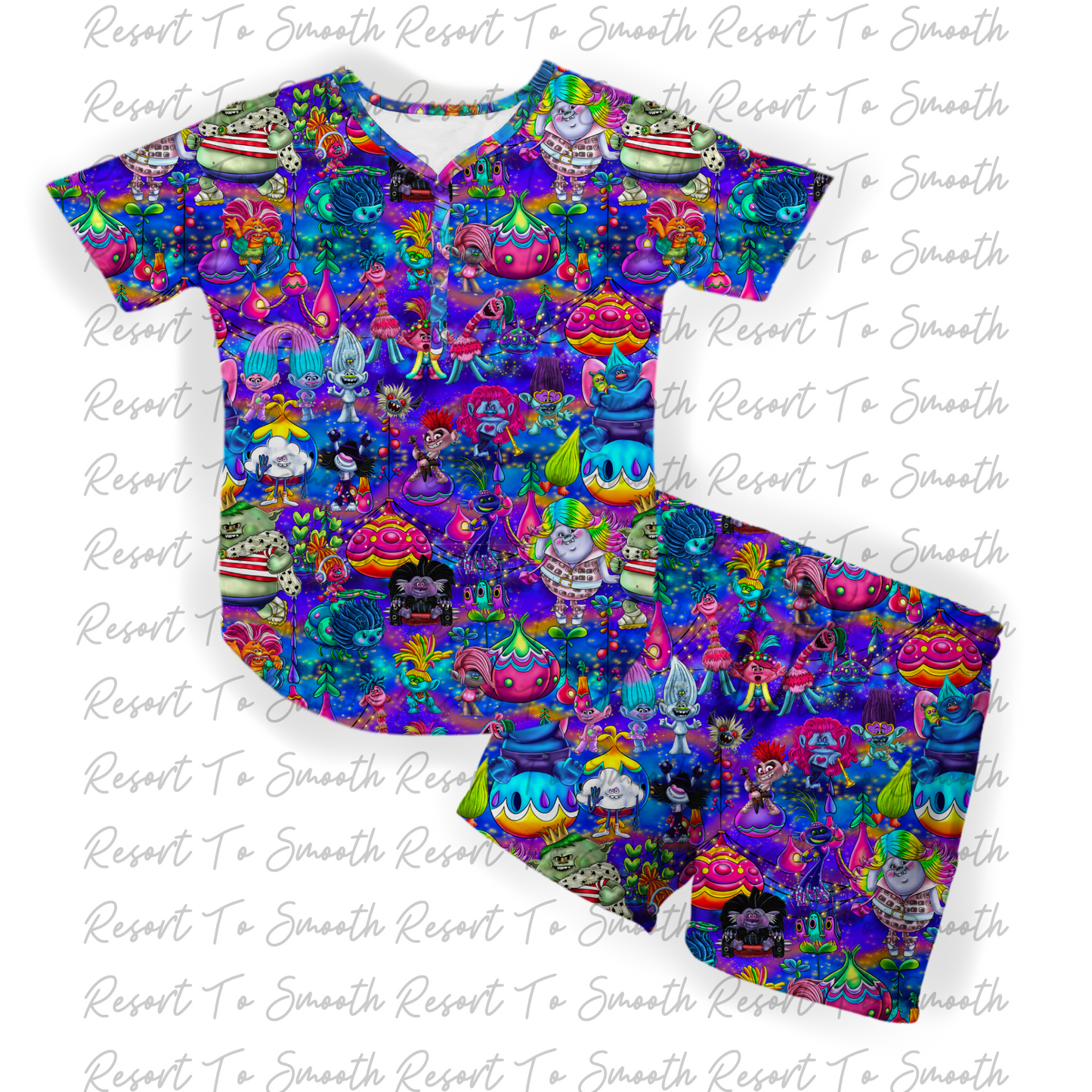 Trolls Women’s Short Sleeve Shirt With Shorts Bamboo SET