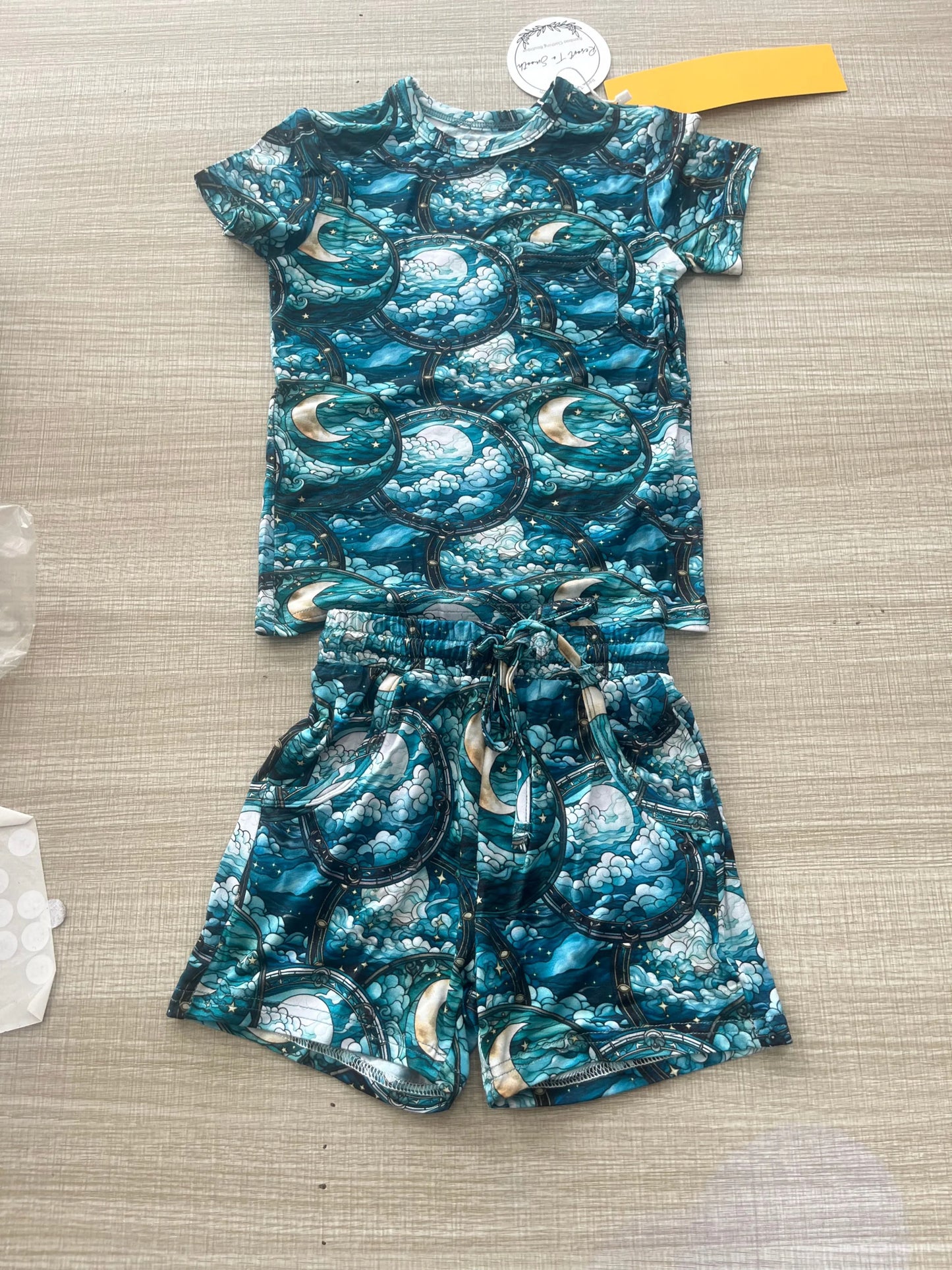 Midnight Skies Short Sleeve Pocket Tee with daywear shorts