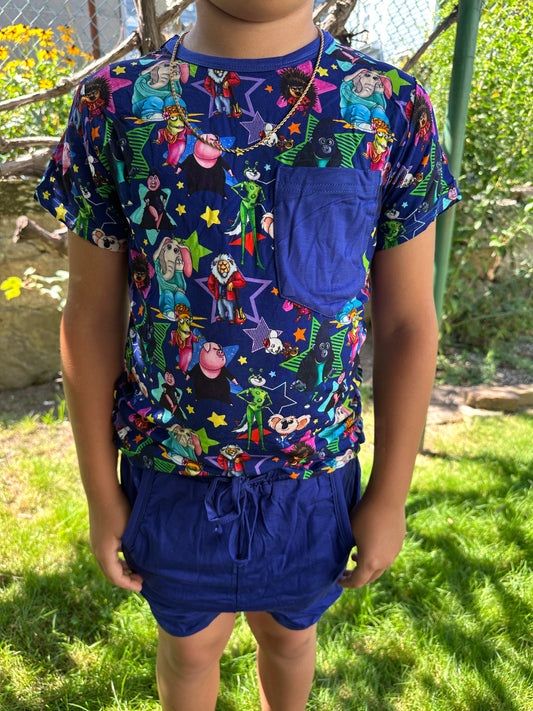 Sing Short Sleeve Pocket Tee Short Bamboo Set