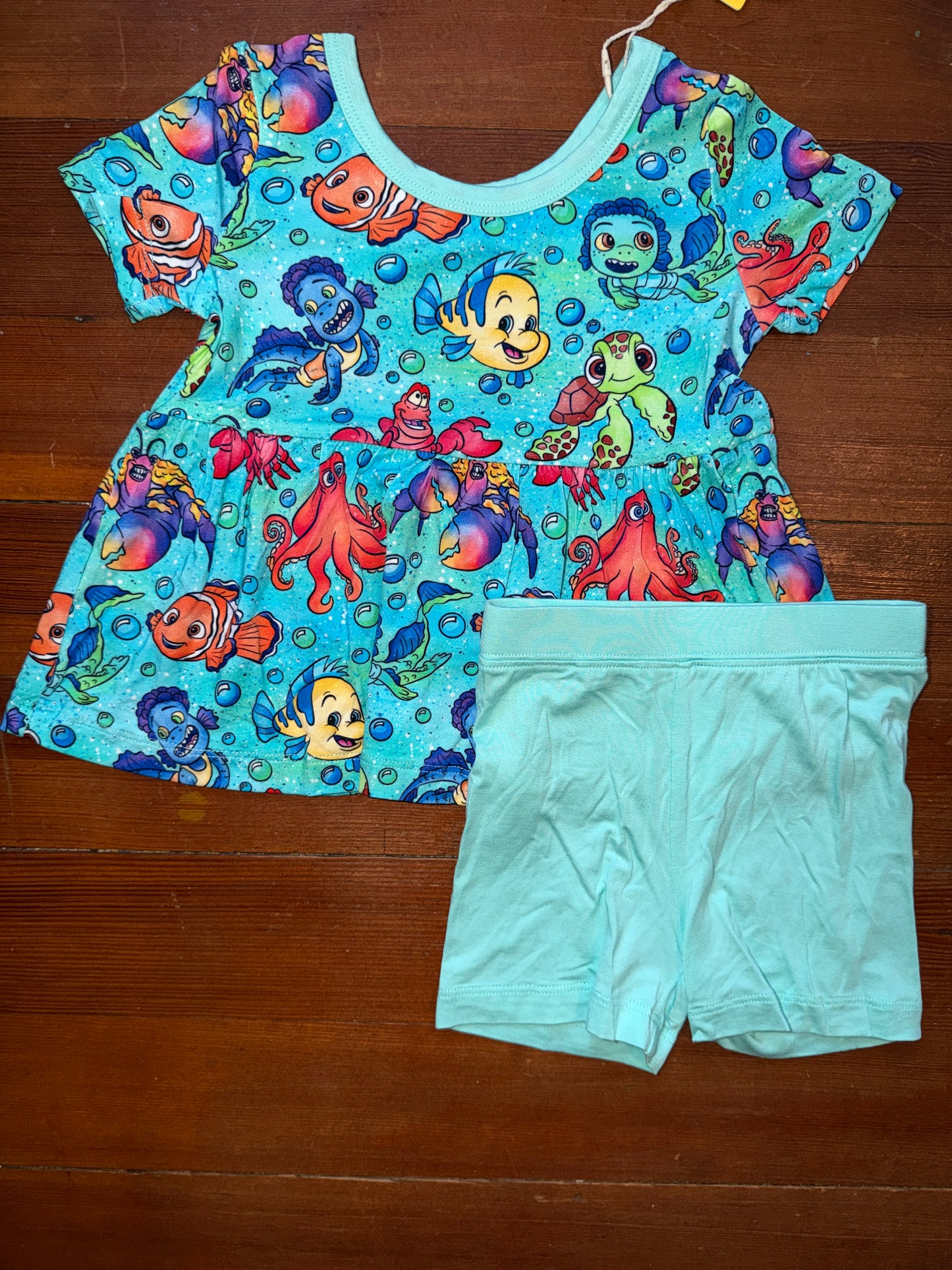 “ Sea Buddies “ Bamboo short sleeve peplum with shorts
