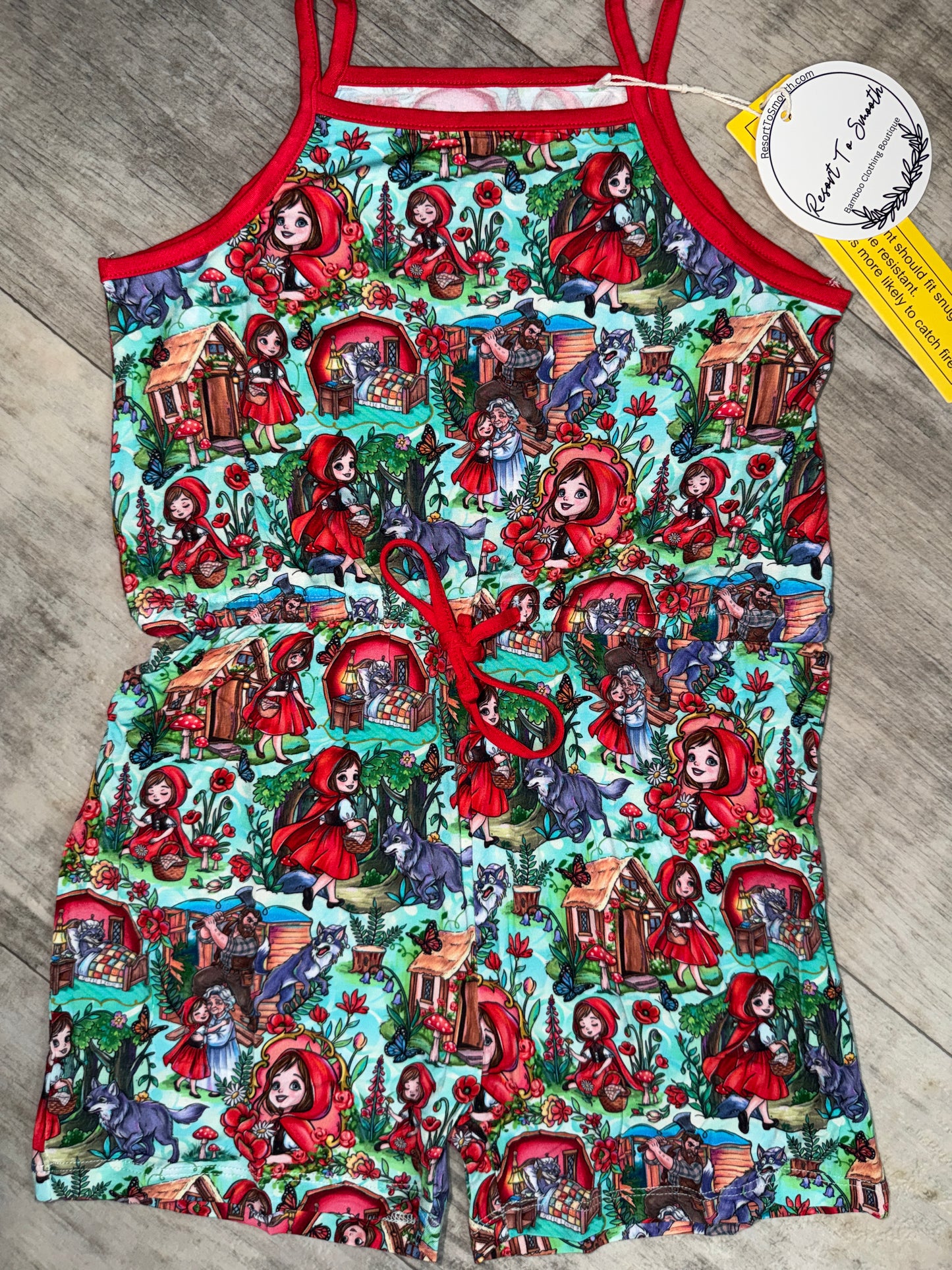 “Little Red” Sleeveless Bamboo Romper