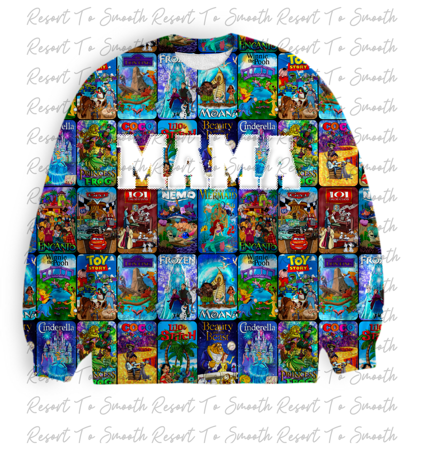 “ VHS TO DVD ” BIG LETTERED MAMA Crew Neck terry Bamboo