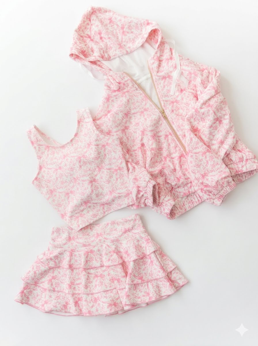 3 Piece Bows Bamboo Skort Set