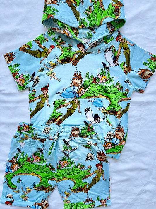 Flying Boy French Terry Bamboo Short Sleeve Hoodie With Daywear Short Set