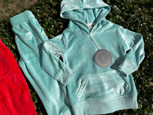 TEAL BAMBOO VELOUR HOODED JOGGER SET