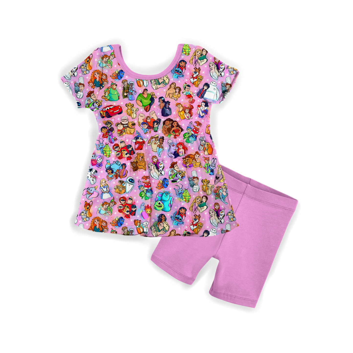 SHIPS LATE MAY “Pink Duo” Bamboo Short Sleeve Peplum + Shorts Set