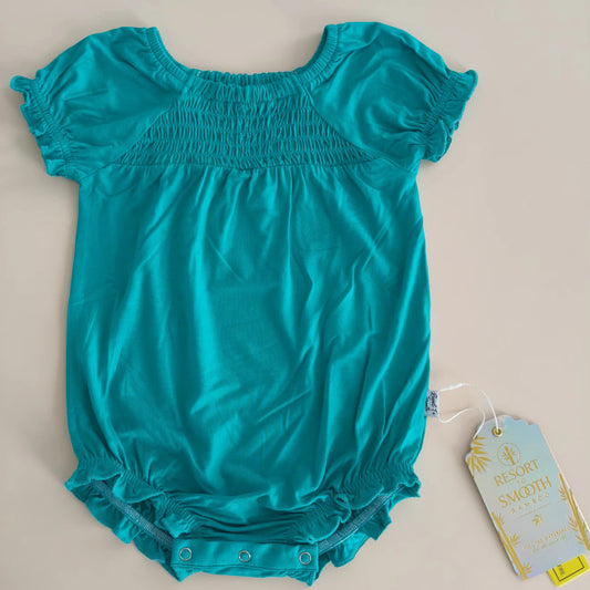 Smocked turquoise Bubble Bamboo Onepiece