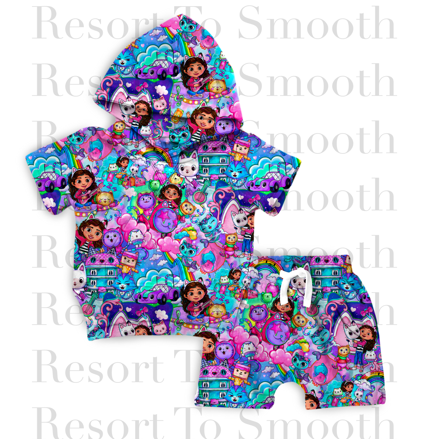 ETA MAY - “GABBY” French Terry Bamboo Hooded Short Sleeve Short Set