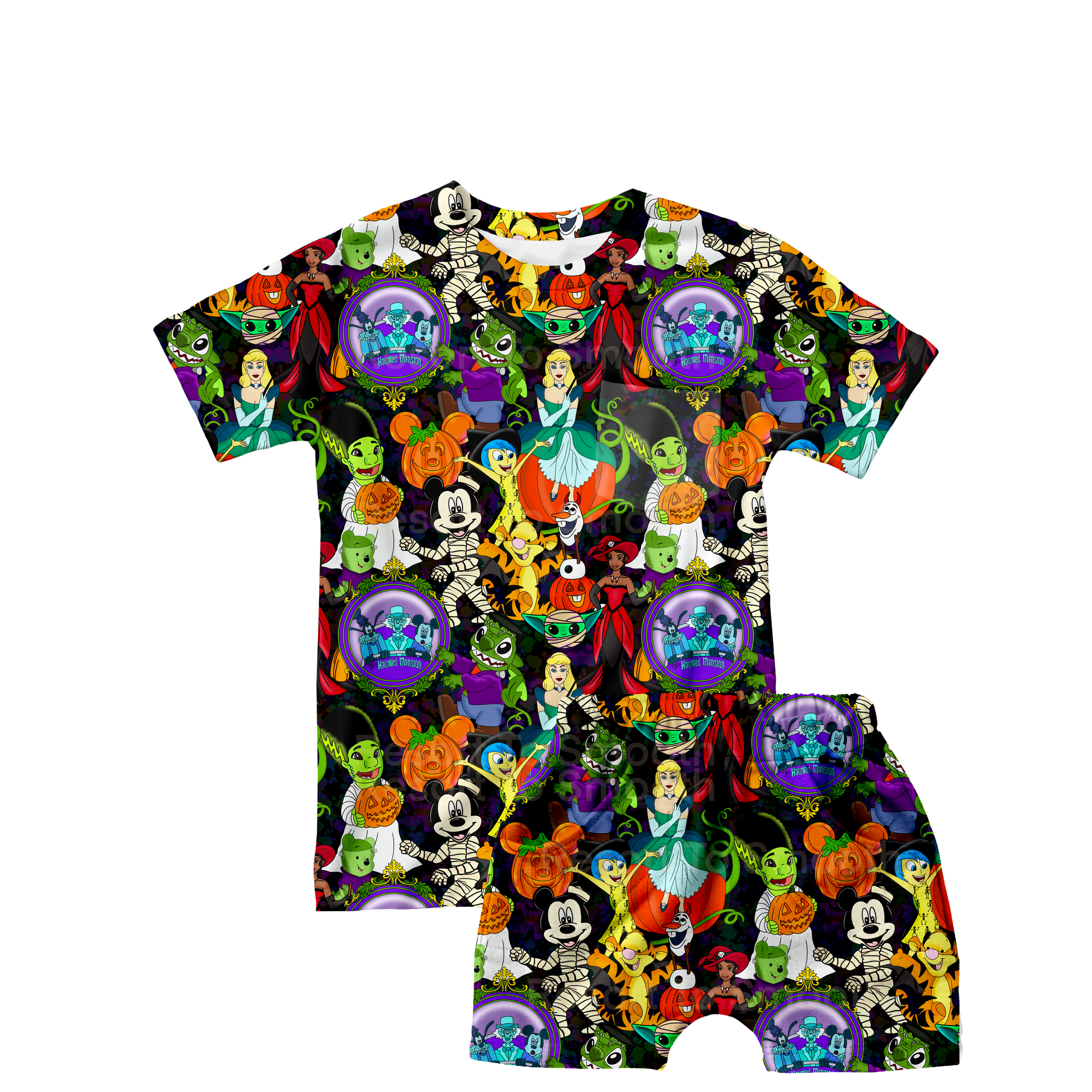 Monster Mash Short Sleeve Pocket Tee With Daywear Shorts Set