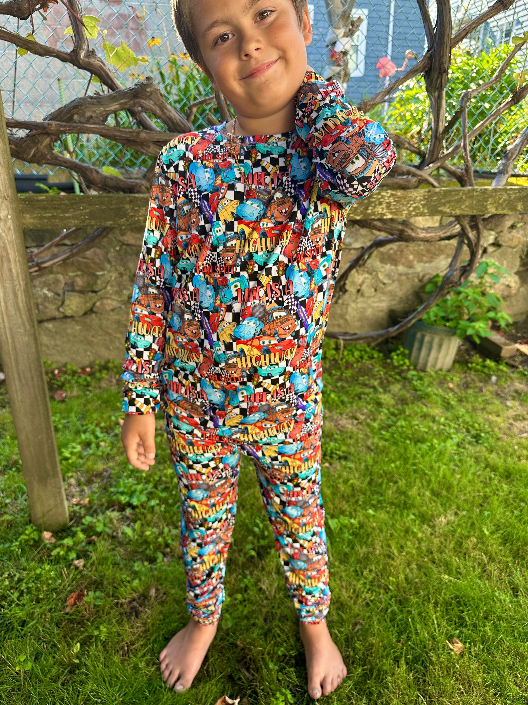 Life Is A Highway Long Sleeve Pants Bamboo Set ( TRUE TO SIZE WITH LOOSE FIT )
