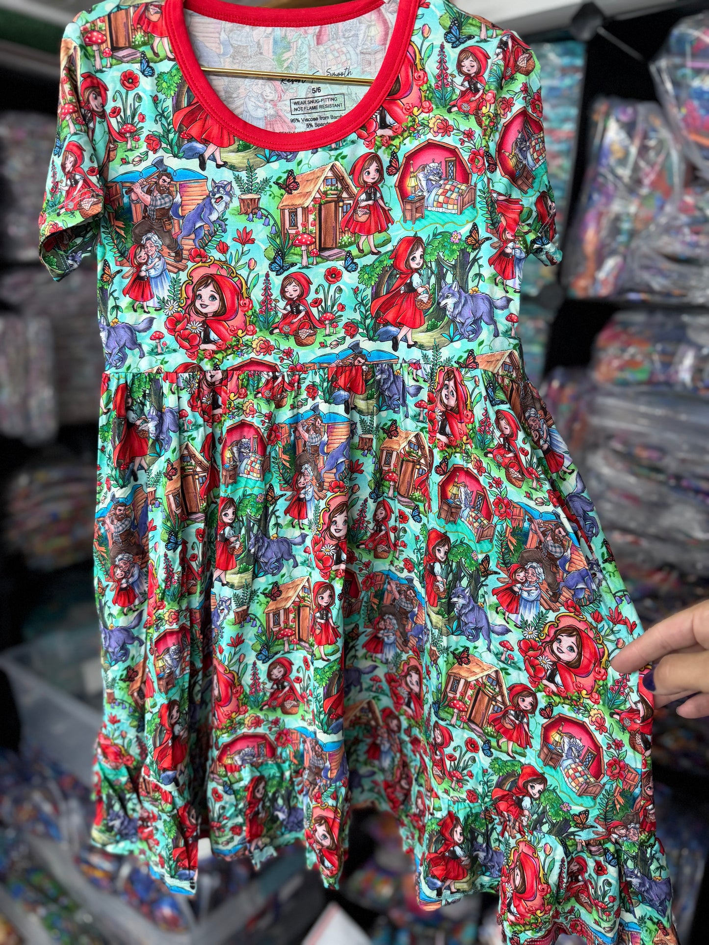 “Little Red” Short Sleeve Bamboo Twirl Dress