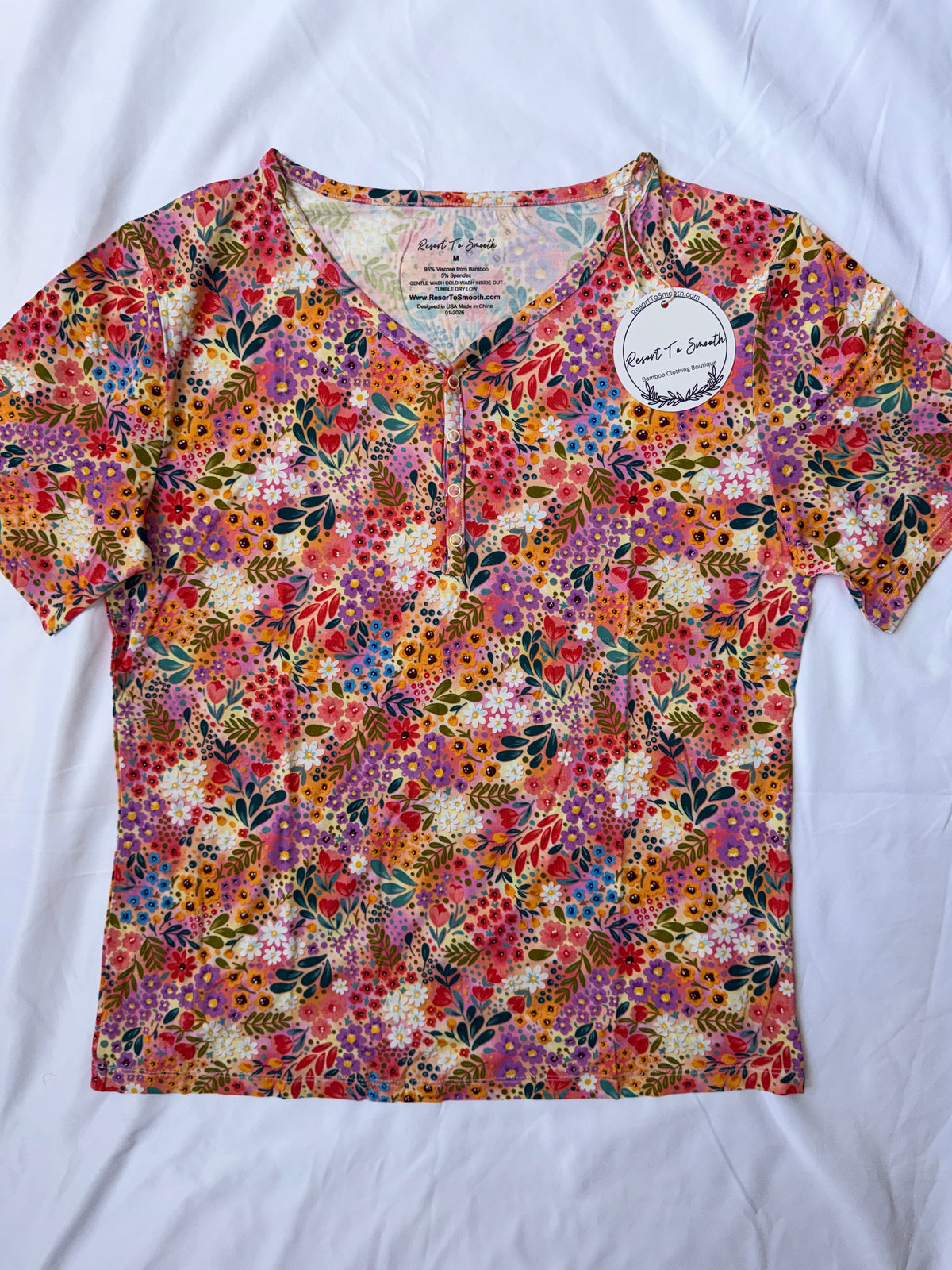 Autumn Floral Bamboo Women’s Short Sleeve With Short Set *NO CODES *