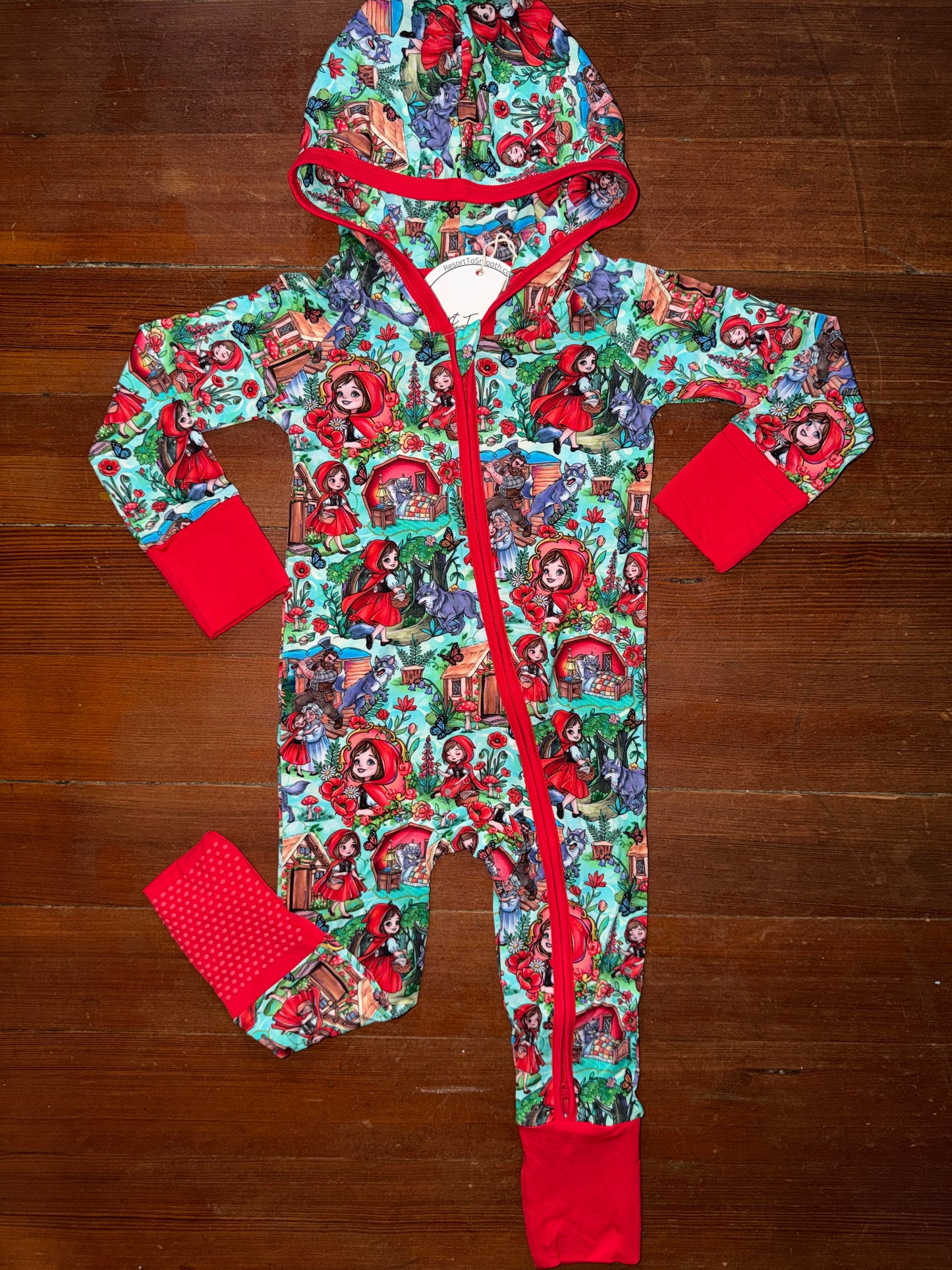 “Little Red” HOODED Bamboo Zippy