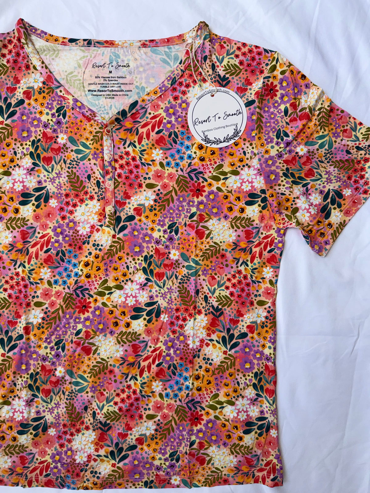 Autumn Floral Bamboo Women’s Short Sleeve With Short Set *NO CODES *