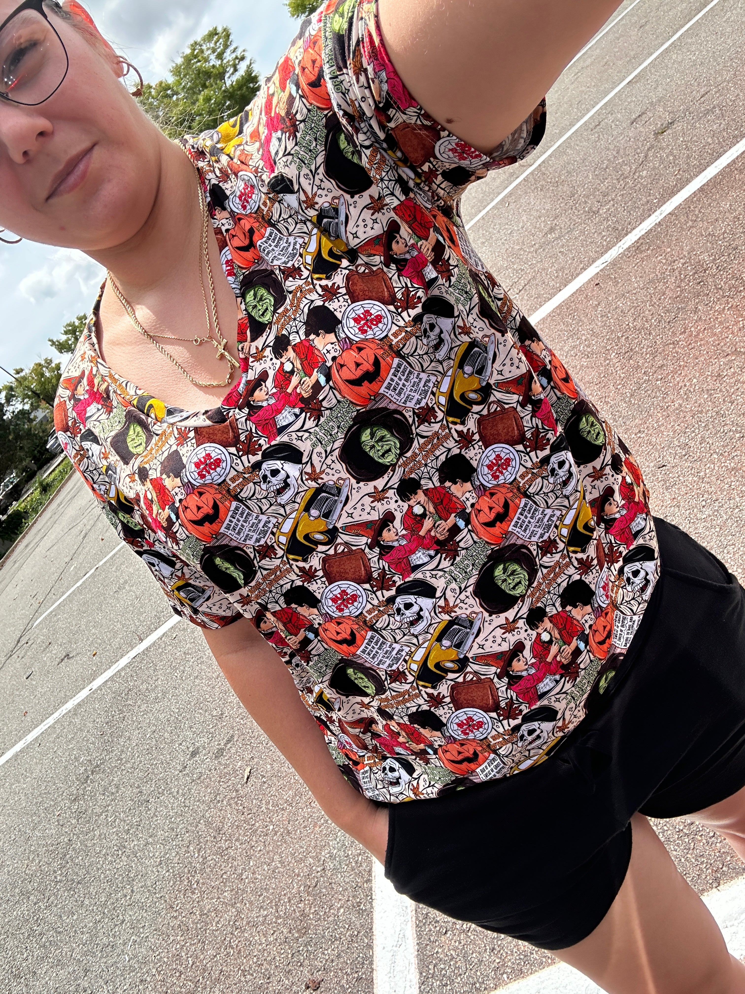HALLOWEENTOWN Women’s Short Sleeve V-neck Shirt bamboo