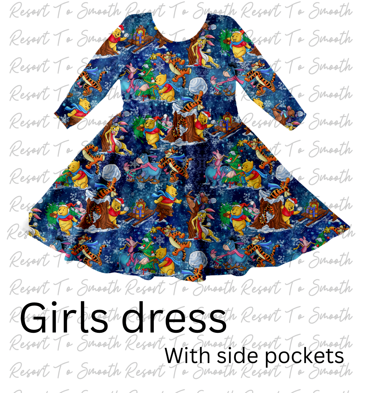 PREORDER Winter Fun Pooh Girls Bamboo Dress