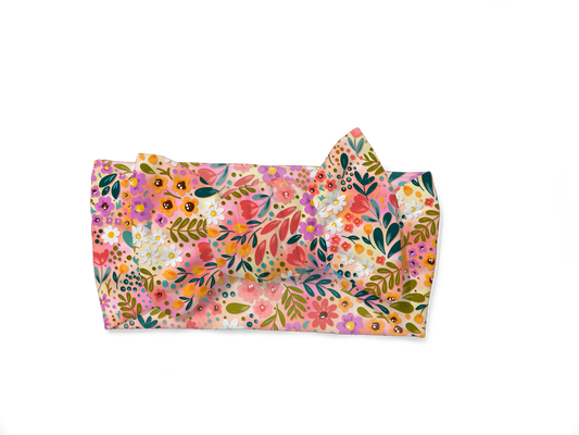 Autumn Floral Headband Bow Bamboo
