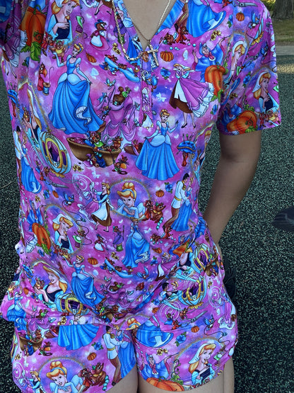 Cinderella Glass Slipper Women’s Short Sleeve Shirt With Shorts Bamboo SET