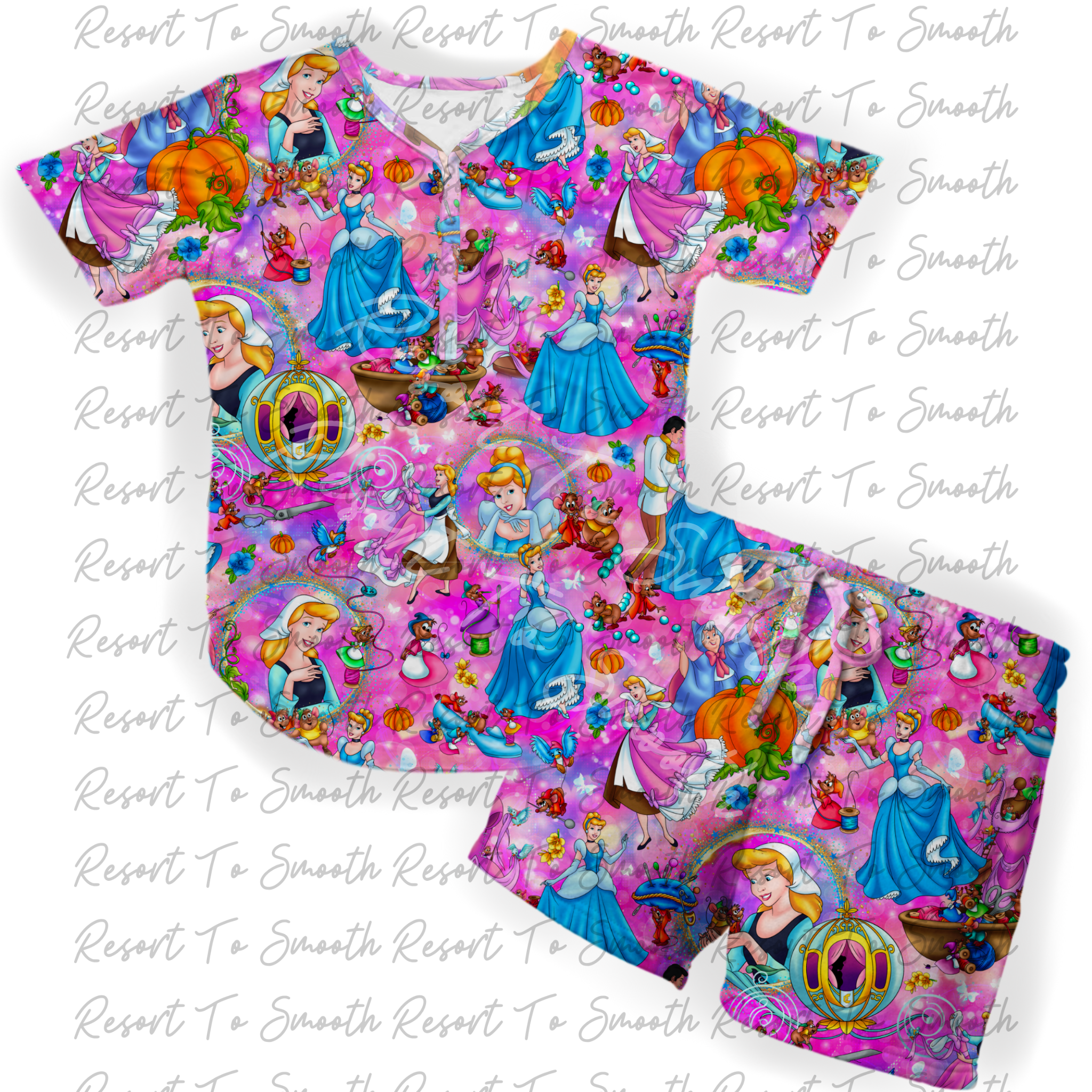 Cinderella Glass Slipper Women’s Short Sleeve Shirt With Shorts Bamboo SET