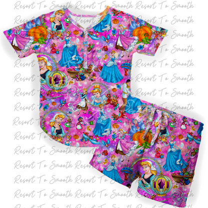 Cinderella Glass Slipper Women’s Short Sleeve Shirt With Shorts Bamboo SET