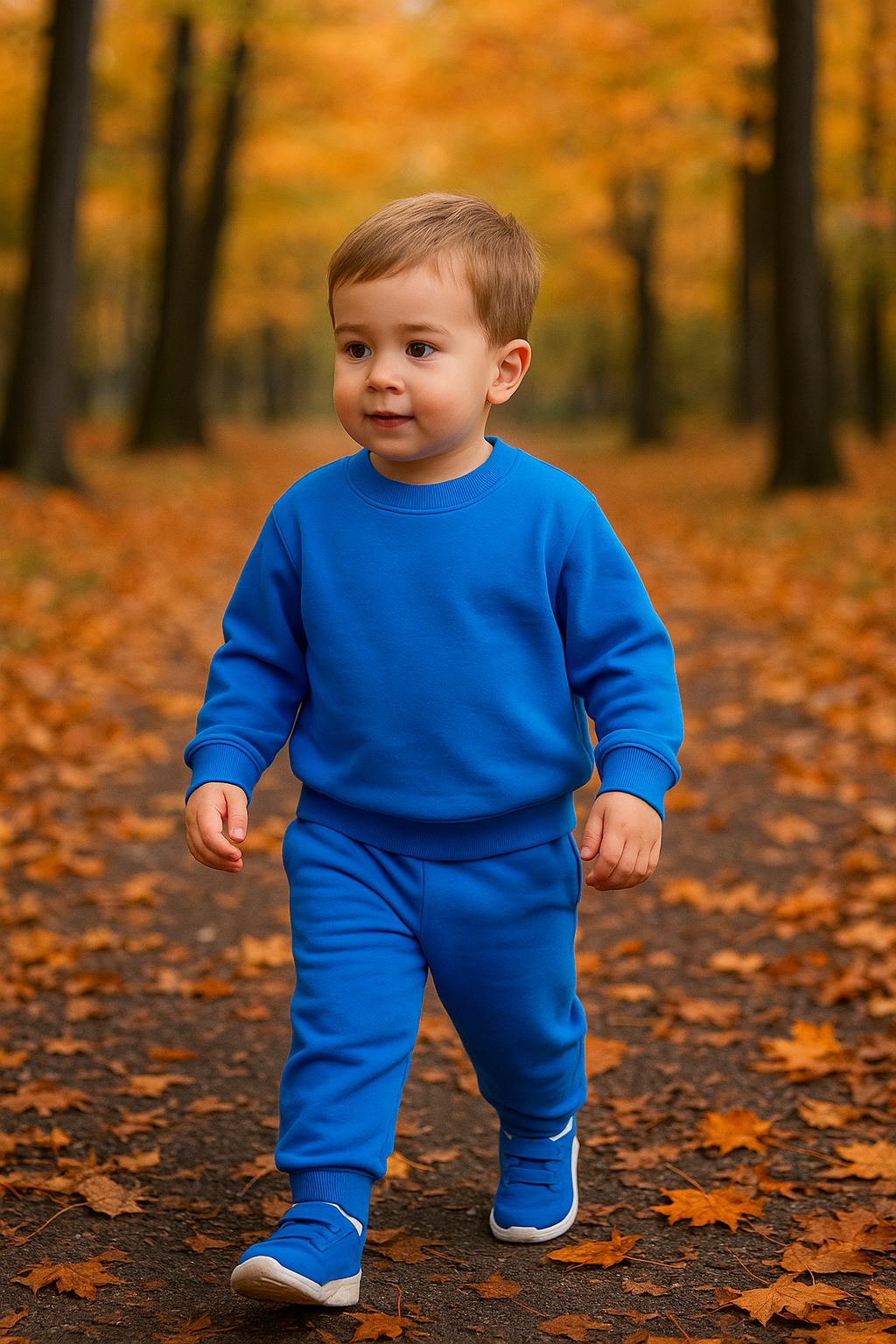 Blue Crew Neck Jogger Set Terry Bamboo