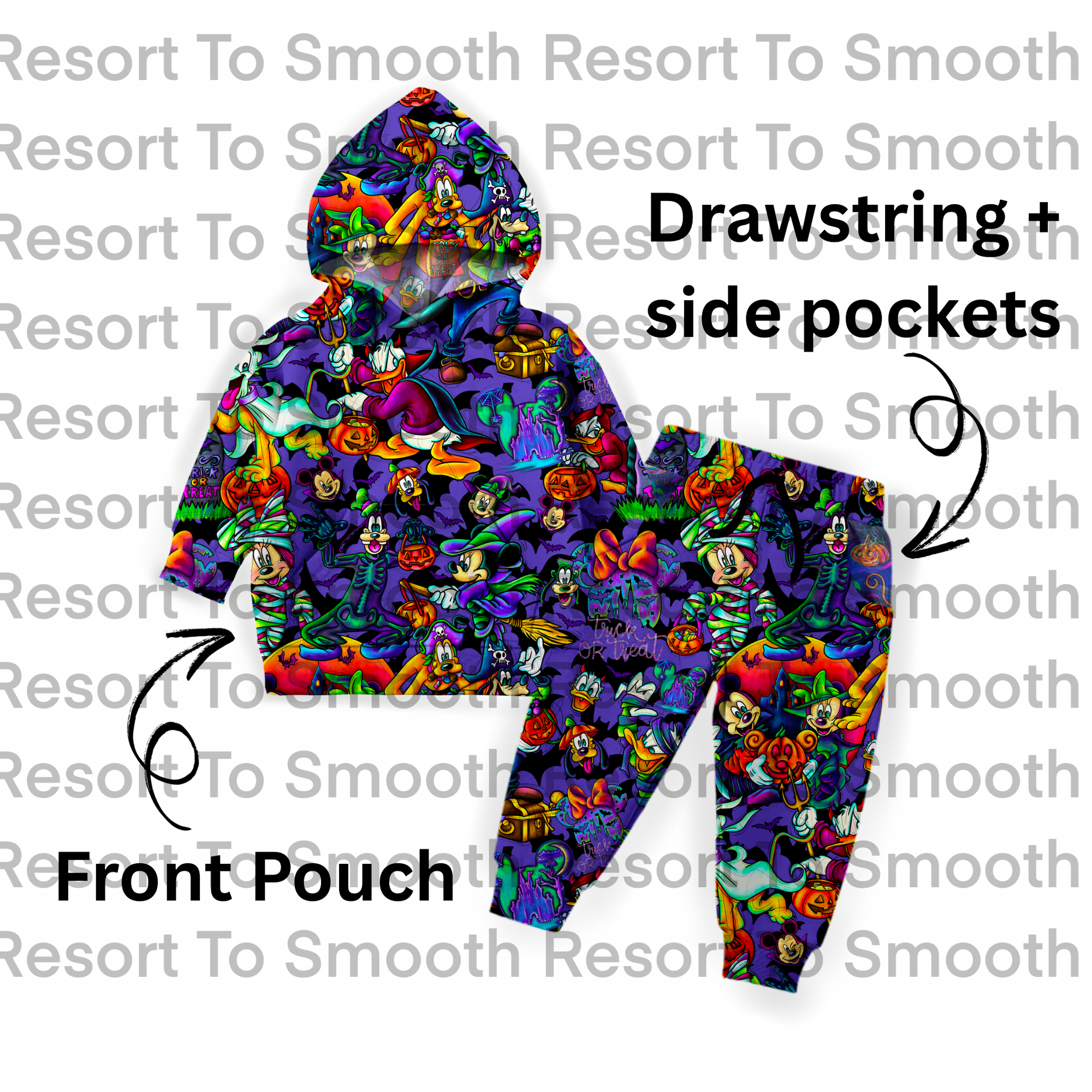Trick Or Treat French Terry Bamboo Hooded Jogger Set (Spooky)