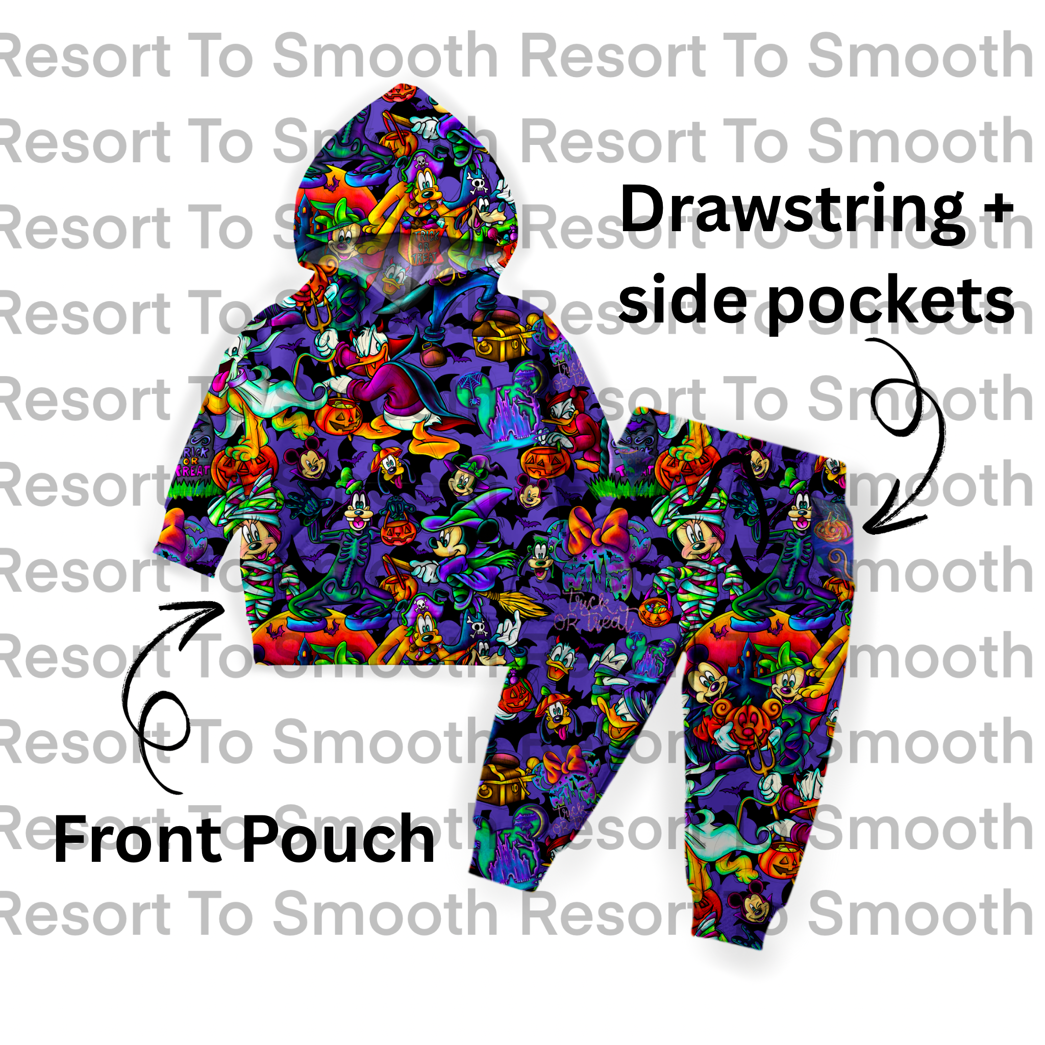 Trick Or Treat French Terry Bamboo Hooded Jogger Set (Spooky)