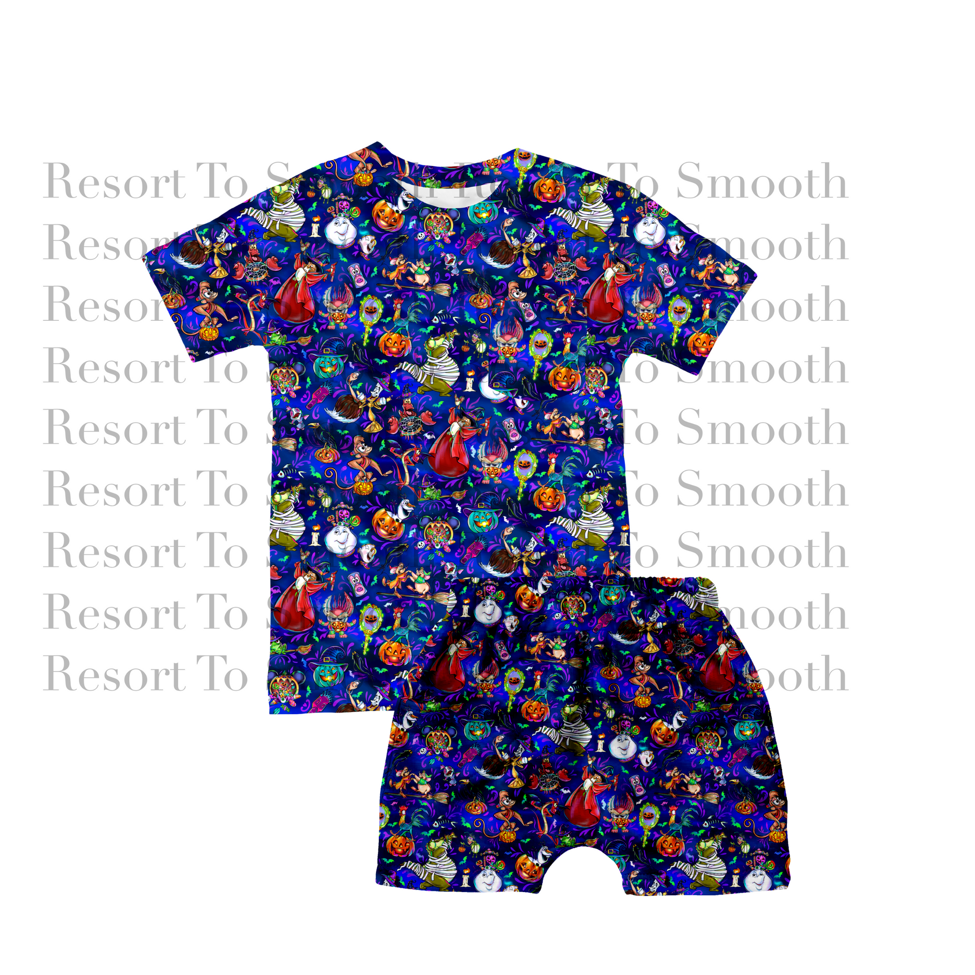 Spooky Sidekicks Short Sleeve Daywear Shorts Bamboo Set