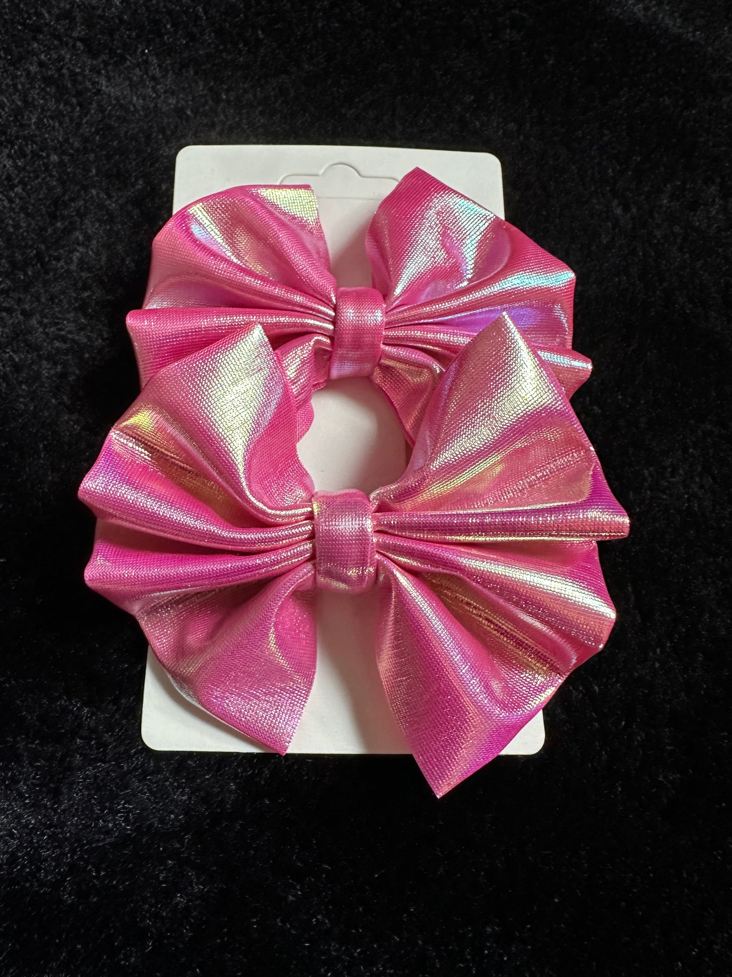 Pink Holographic Piggie 3” Bow Set