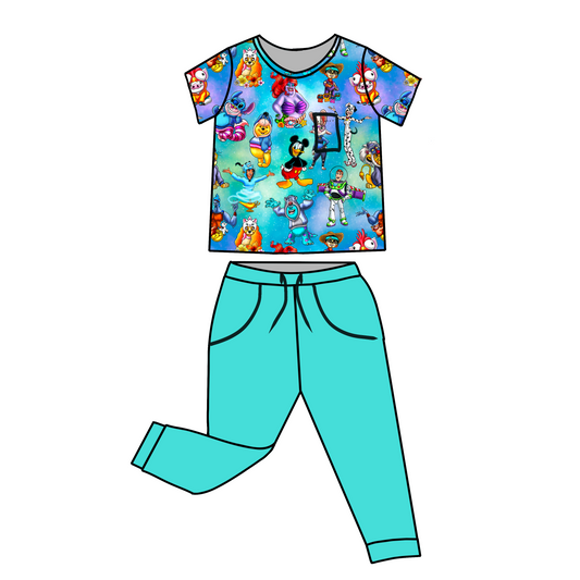 Costume Bamboo Short Sleeve Pocket Tee Daywear Jogger Set