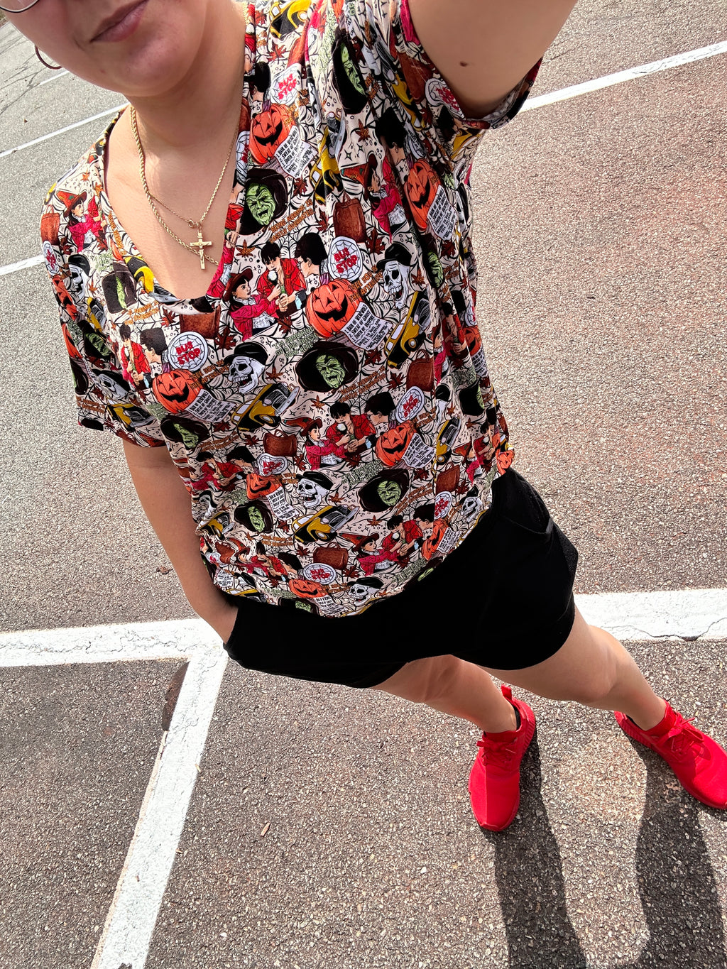 HALLOWEENTOWN Women’s Short Sleeve V-neck Shirt bamboo