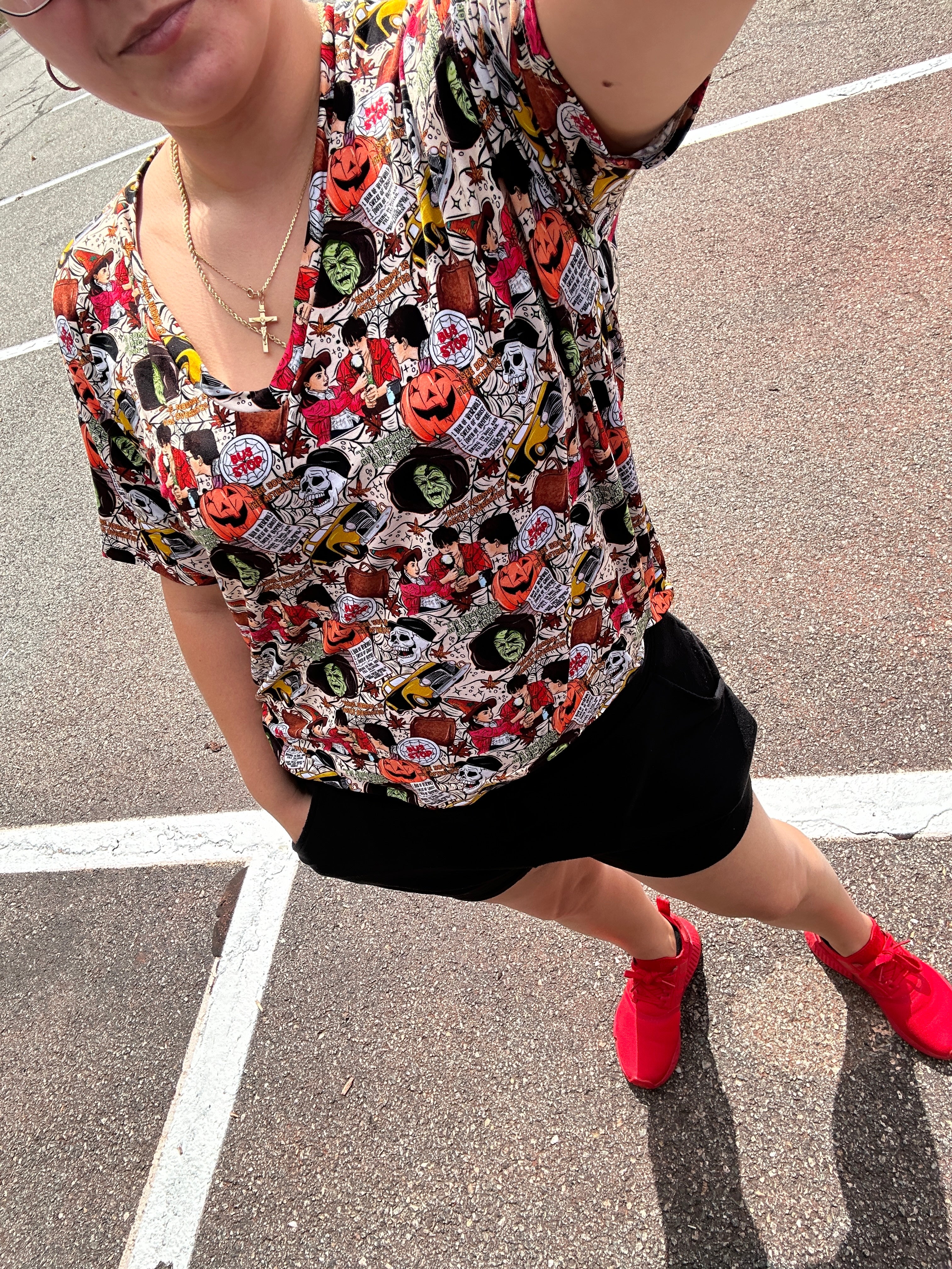 HALLOWEENTOWN Women’s Short Sleeve V-neck Shirt bamboo