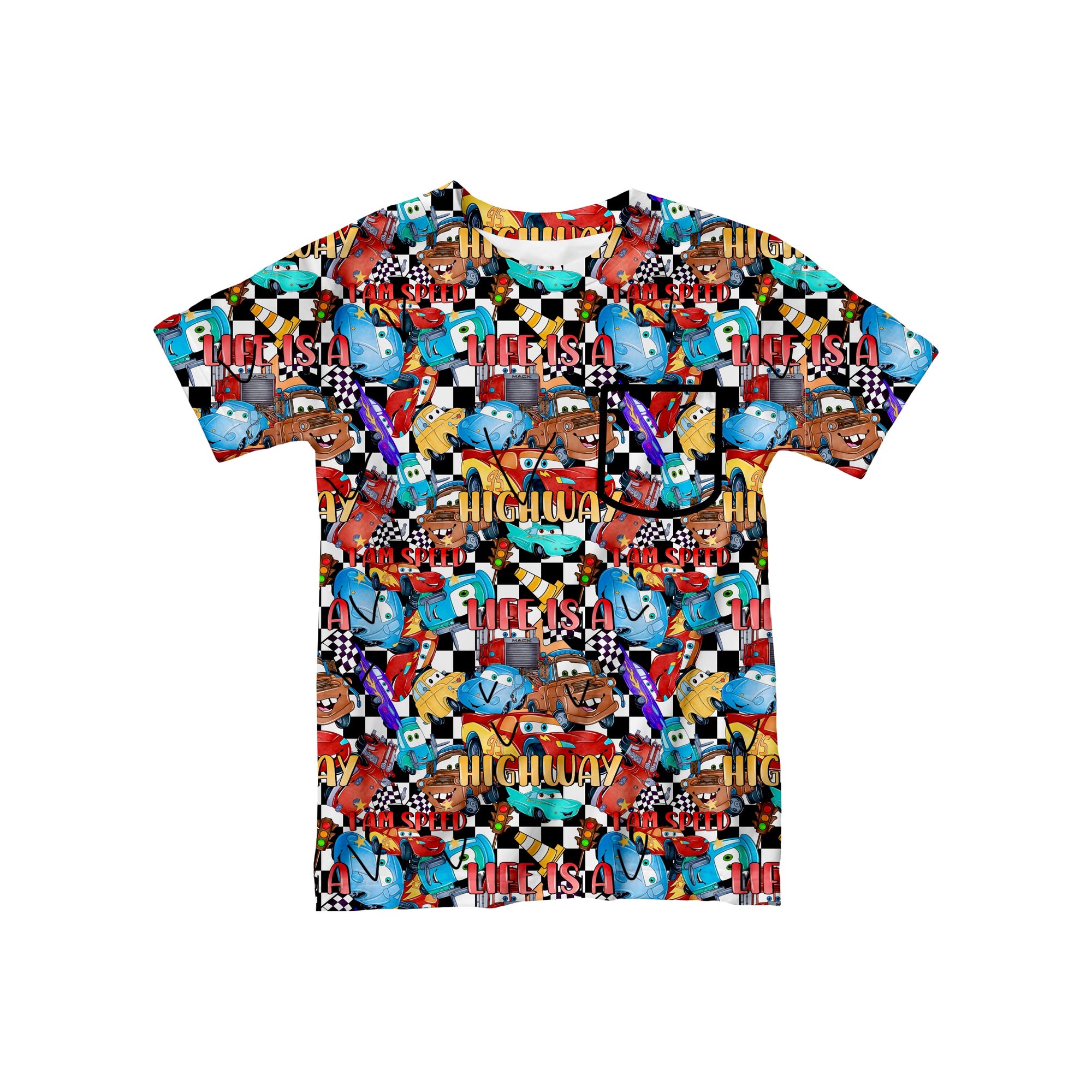 Life Is A Highway Short Sleeve Pocket Tee (LOOSE FITTING BUT STILL TRUE TO SIZE)