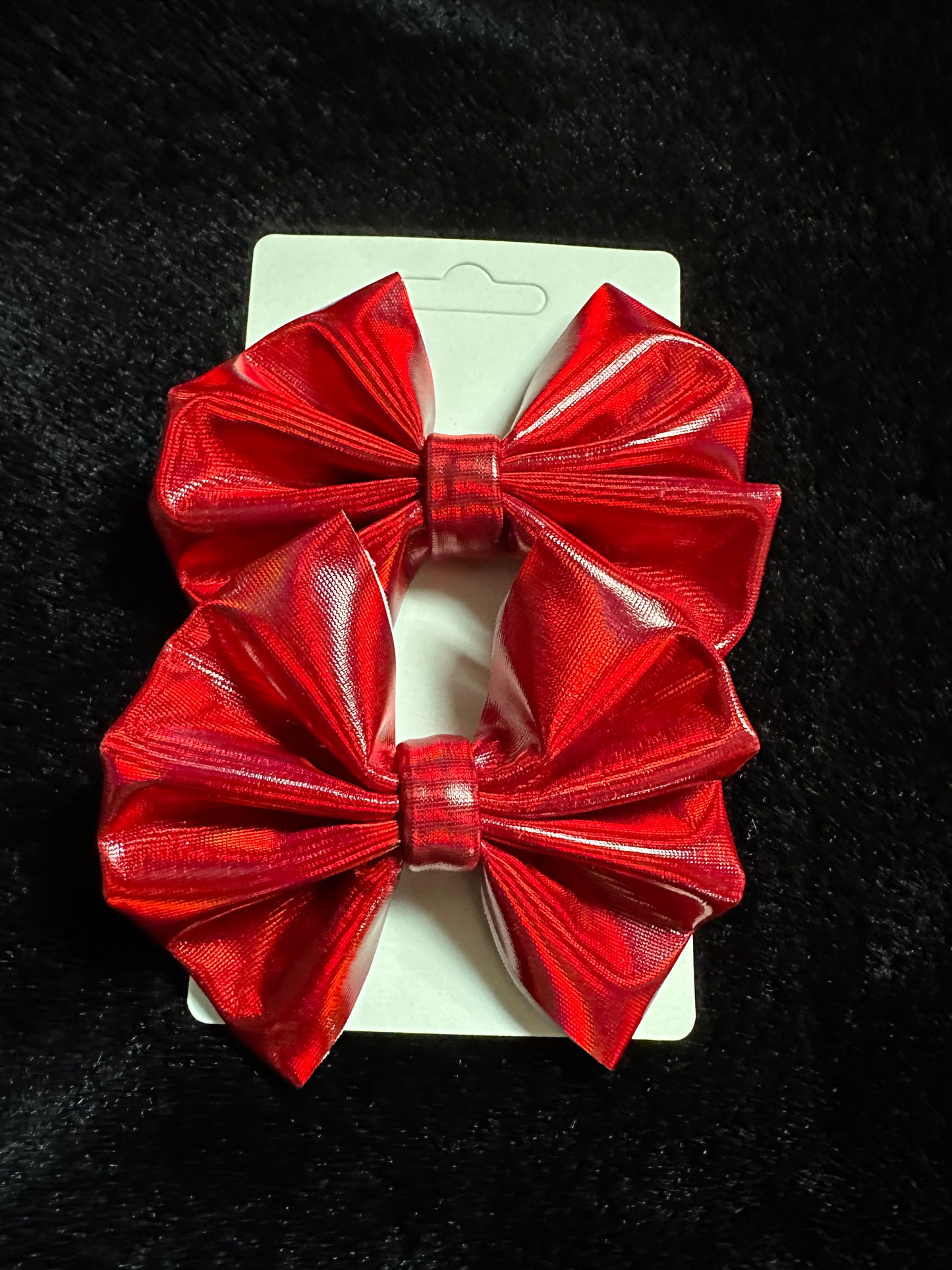 Fire Red Holographic Piggie 3” Bow Set