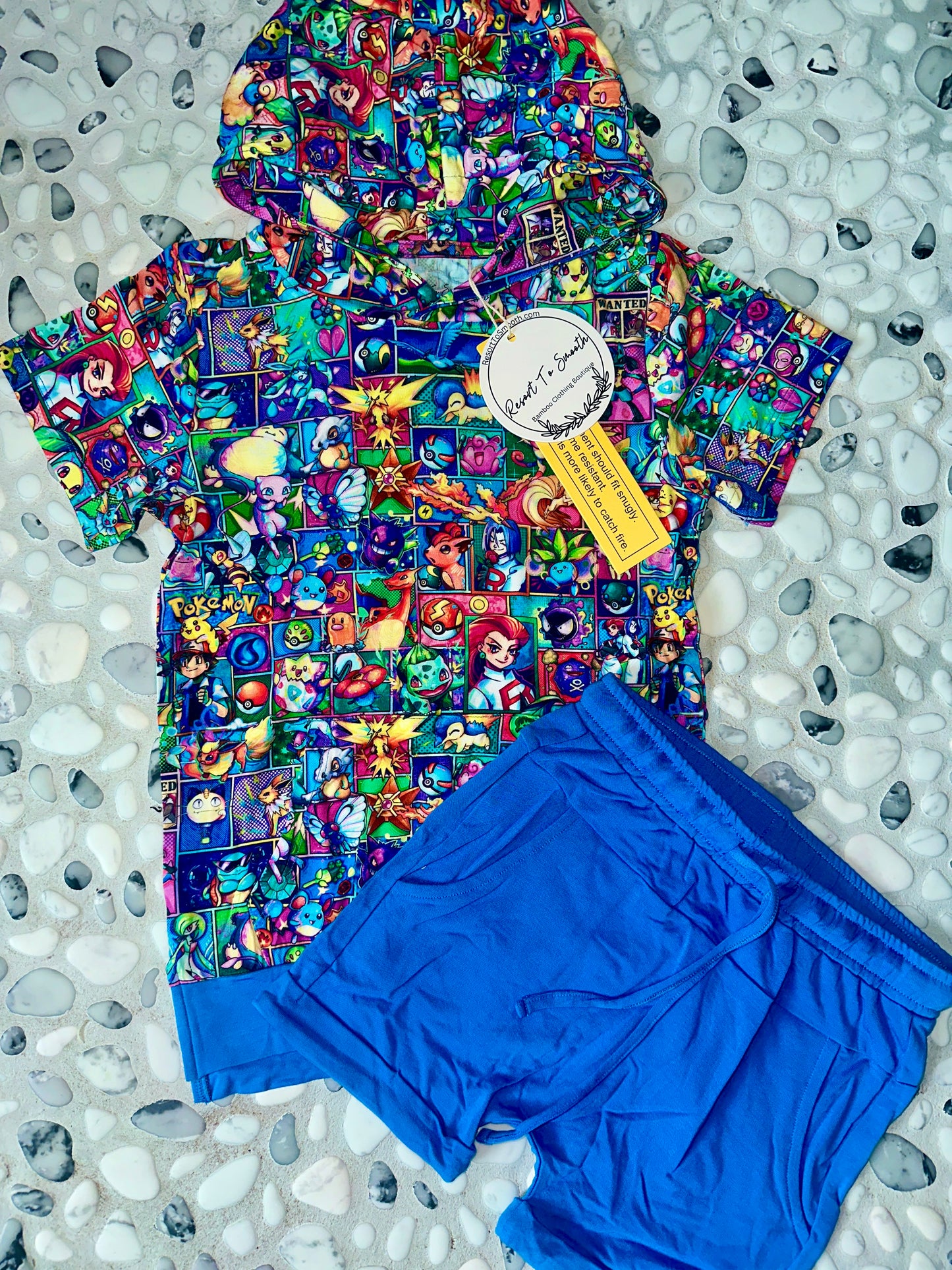 “We Pekachu” Bamboo Short Sleeve Hoodie Shorts Set