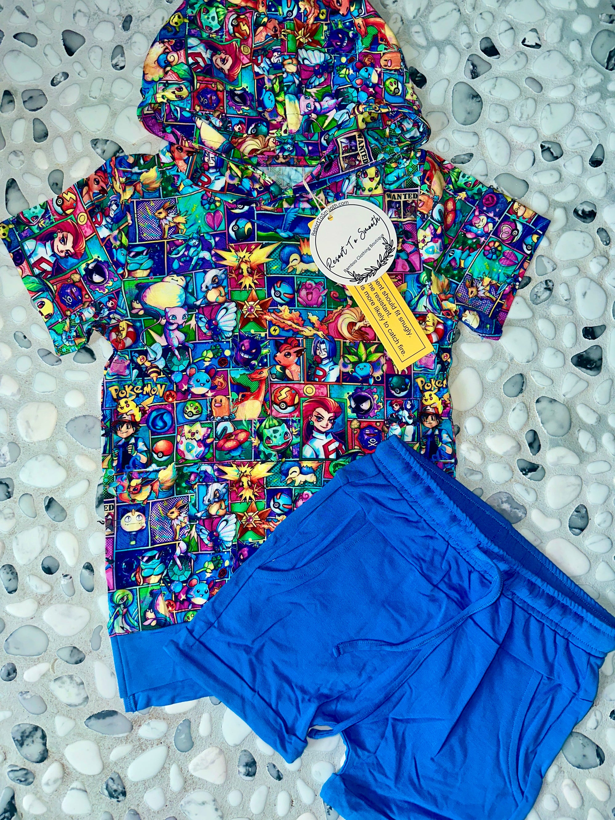“We Pekachu” Bamboo Short Sleeve Hoodie Shorts Set