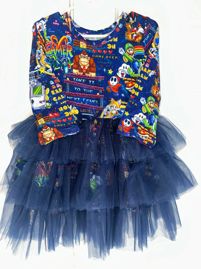 LEVEL UP MASH UP TULLE Bamboo Long Sleeve Dress