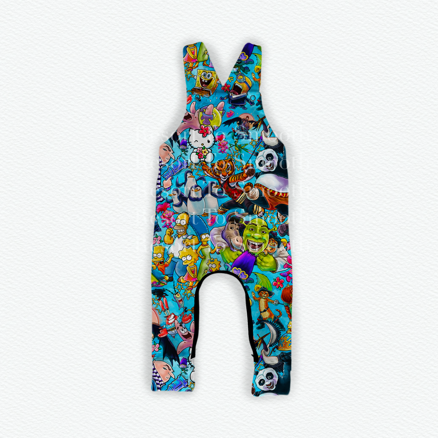 BLUE DUO Bamboo Overalls Dungarees WITH ZIPPER