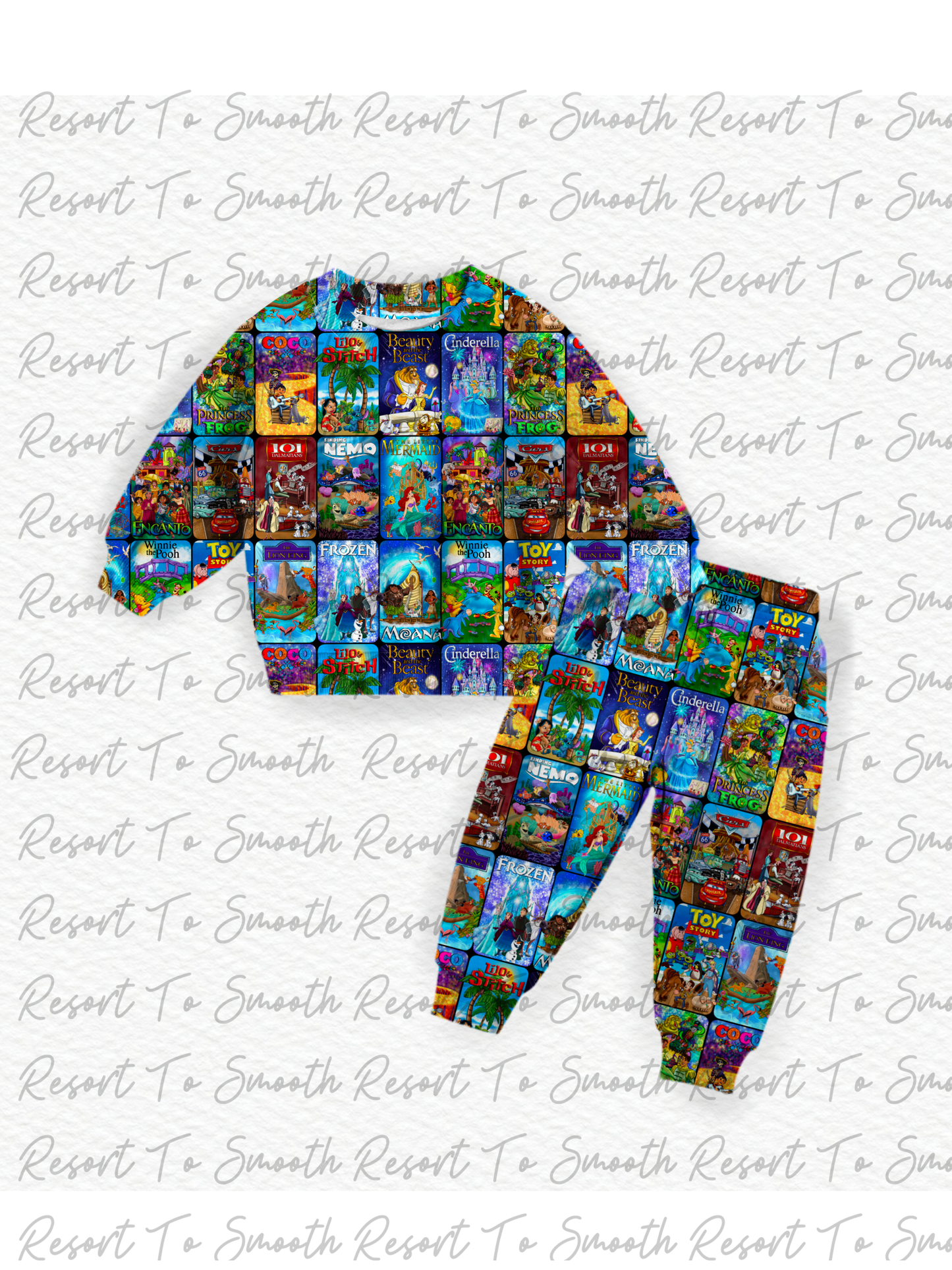 “VHS TO DVD” Crew Neck Jogger Set French Terry Bamboo