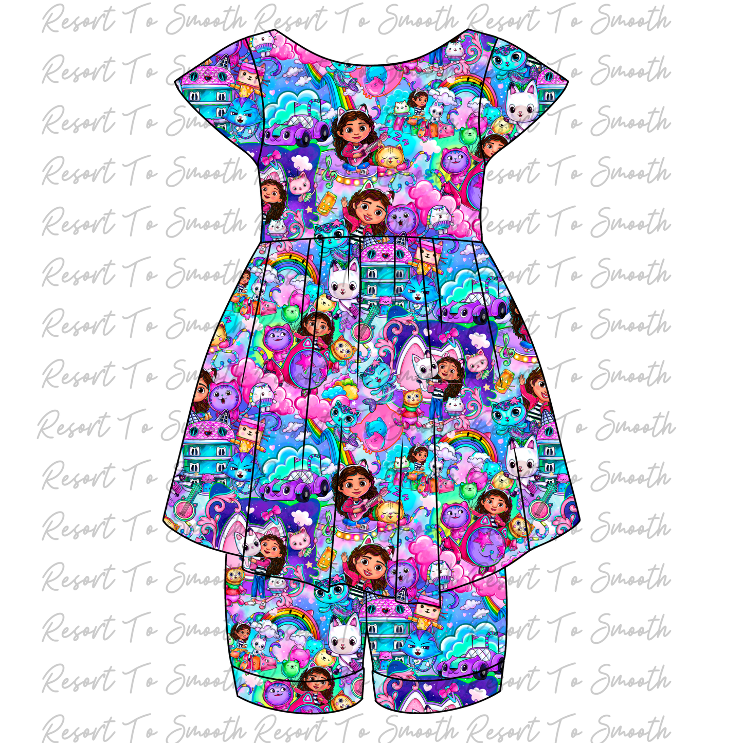 ETA MAY - “GABBY” Twirl Short Sleeve Bamboo Dress WITH SHORTS