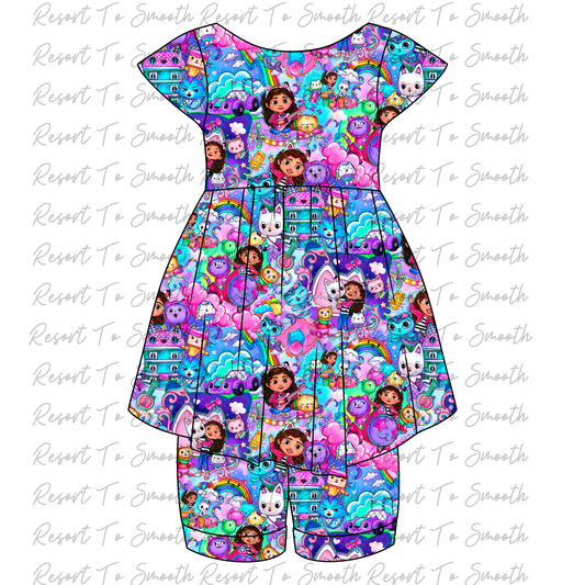 ETA MAY - “GABBY” Twirl Short Sleeve Bamboo Dress WITH SHORTS